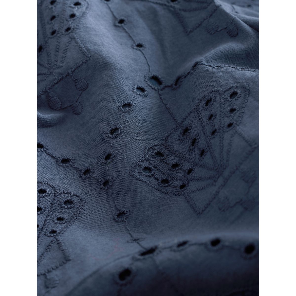 Pantalon crop large avec broderie coquillage bleu marine, NEXT