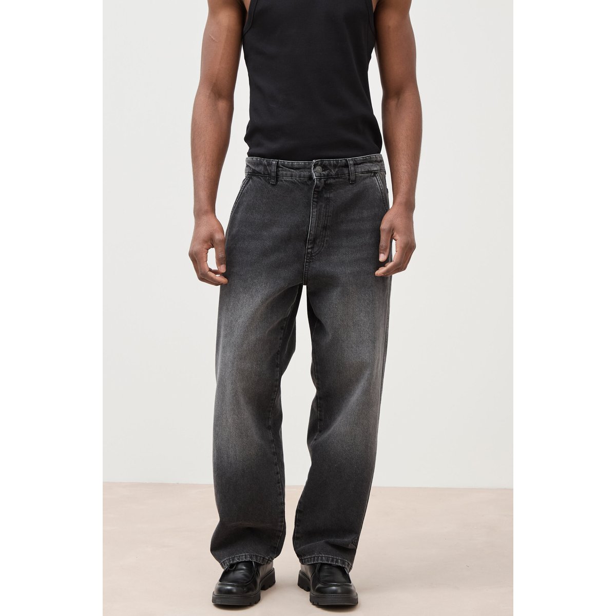 Jeans loose longueur 32 en coton denim noir, BONOBO