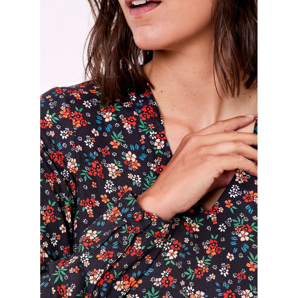 Blouse imprimée fluide col V GARYLY noir multi, PRINCESSE NOMADE