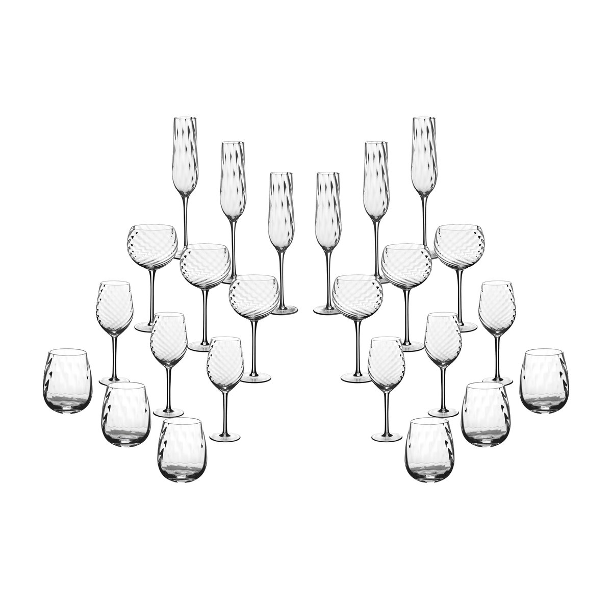 Lot de 24 set complet en cristallin (cristal sans plomb), NUDE transparent, BJORN