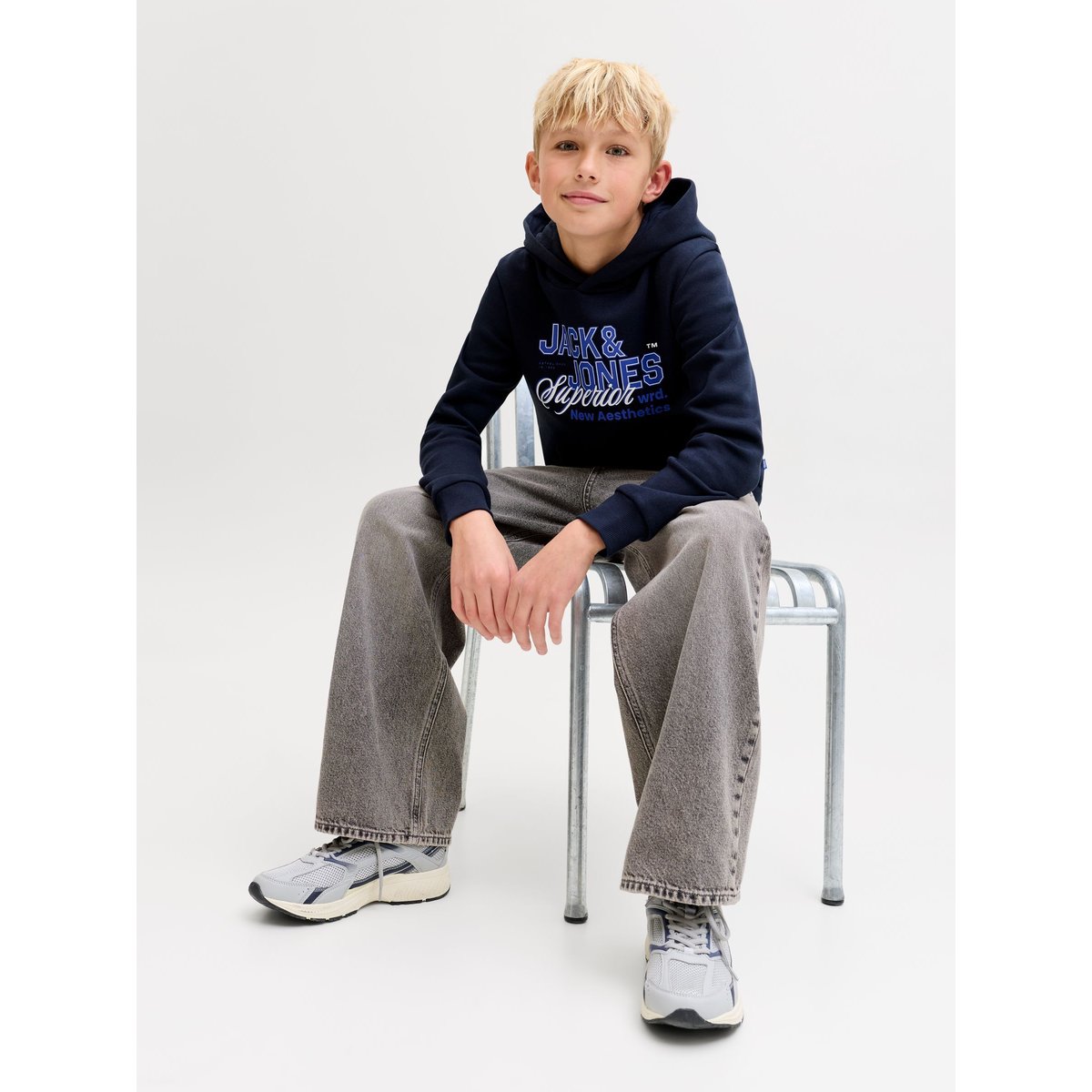 Jean À Coupe Wide black denim, JACK & JONES JUNIOR