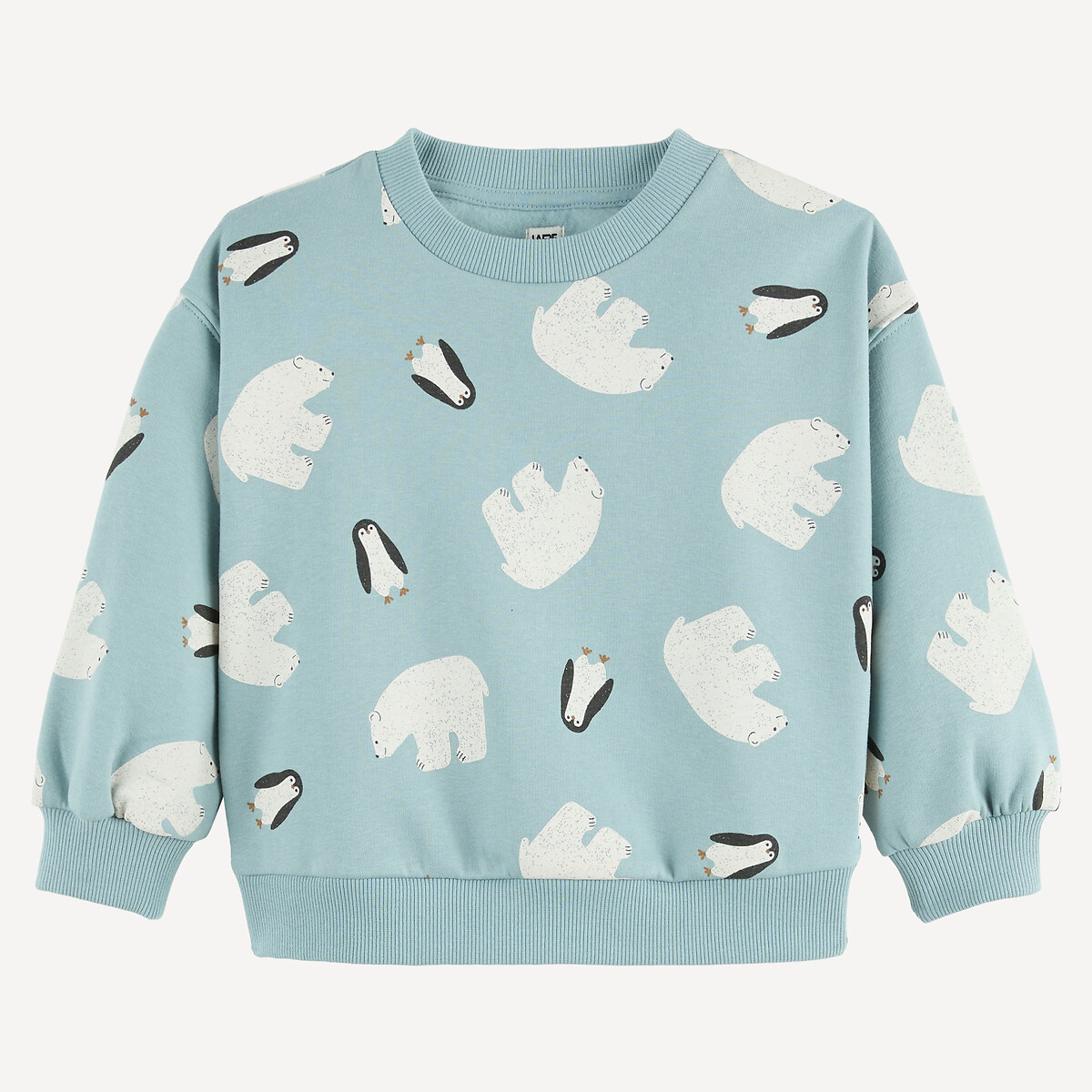 Sweat col rond, en molleton, imprimé ours blancs et pingouins bleu, LA REDOUTE COLLECTIONS