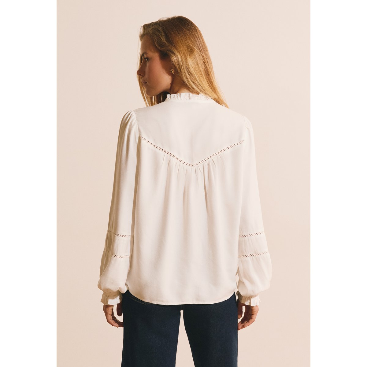 Blouse avec broderie BLONDINE BROD blanc, ETAM