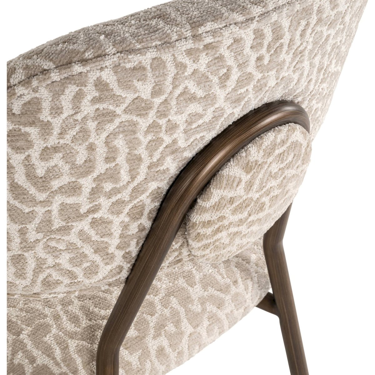 Tabouret de bar en tissu (lot de 2) beige léopard finition bronze foncé, RECOLLECTION