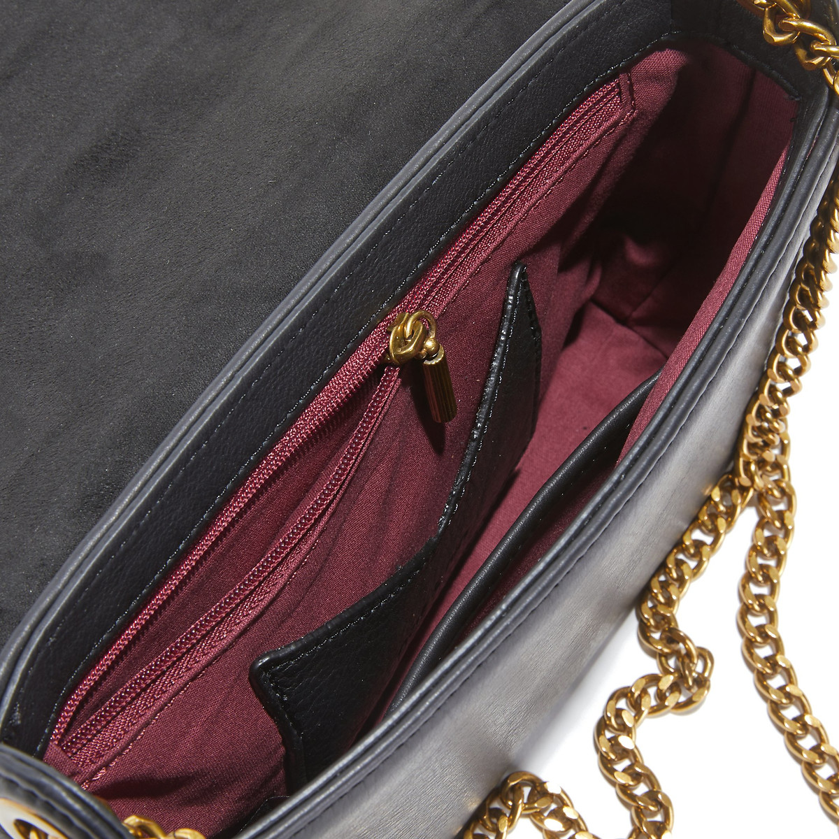 Capri Leather/Suede Flap Bag black, NAT & NIN