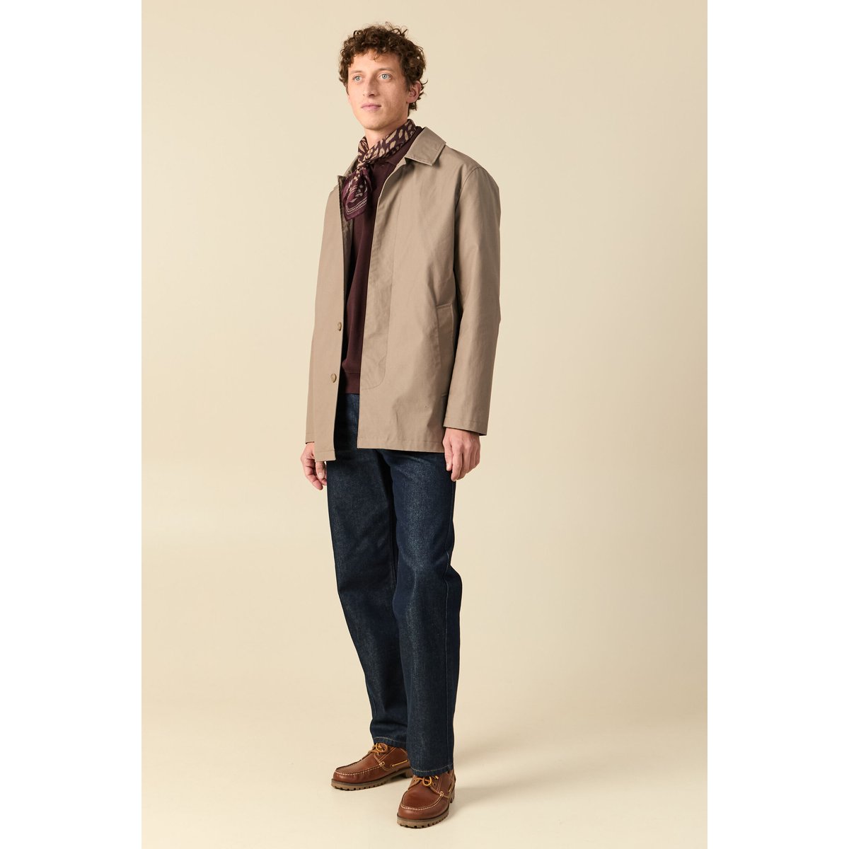 Trench en coton doublé beige, BONOBO