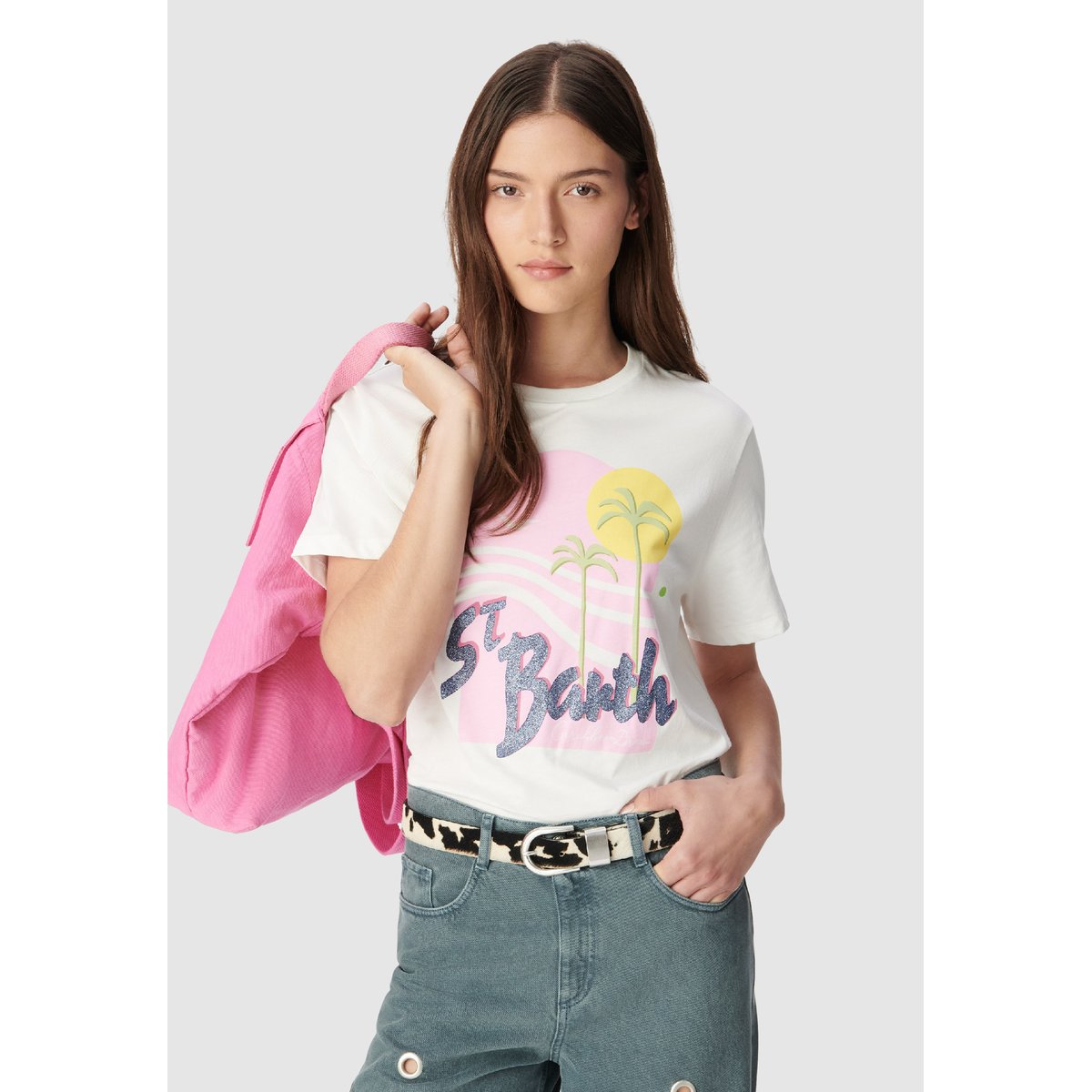 Tee-shirt manches courtes fantaisie visuel off-white, IKKS
