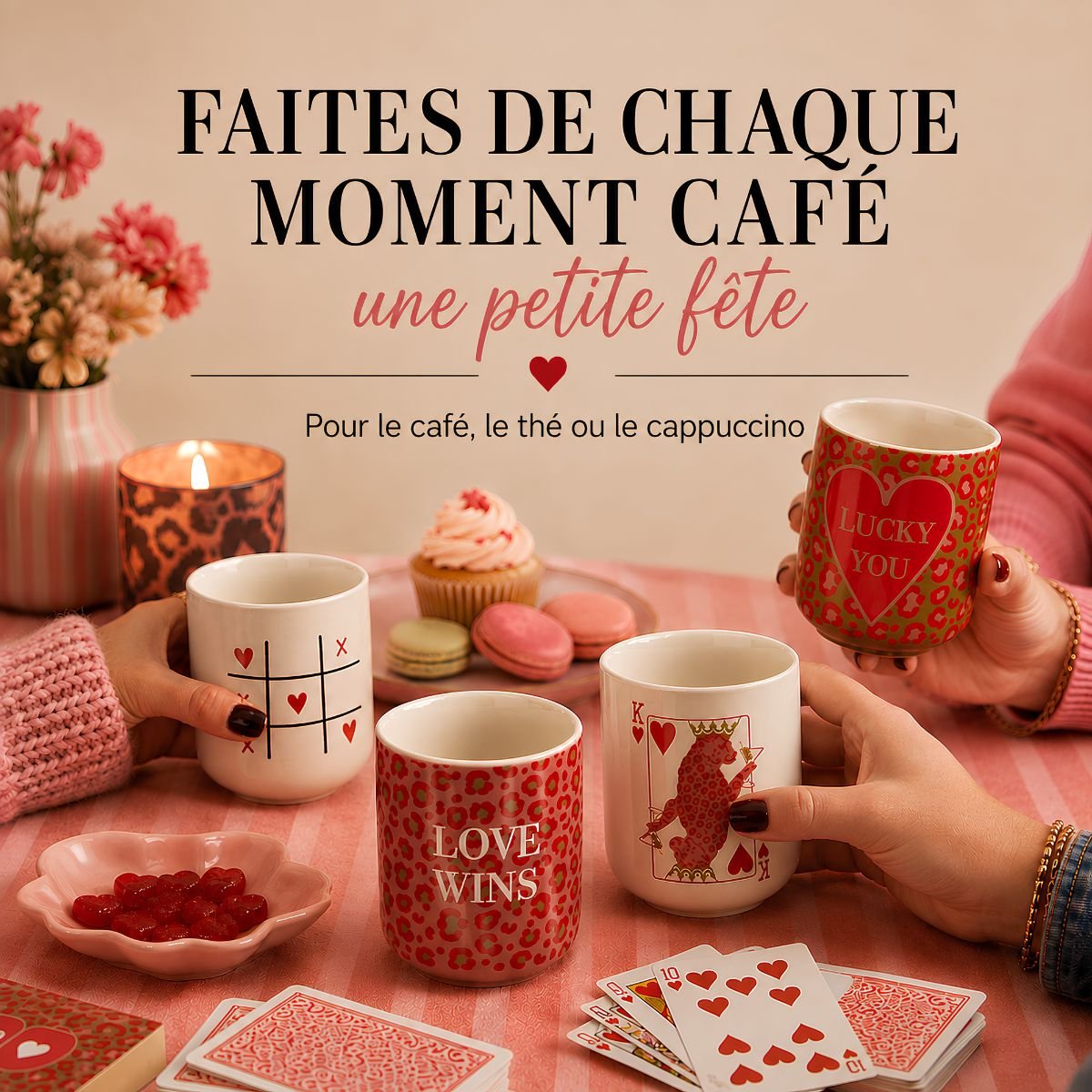 Tasse et soucoupe rose, MICA DECORATIONS