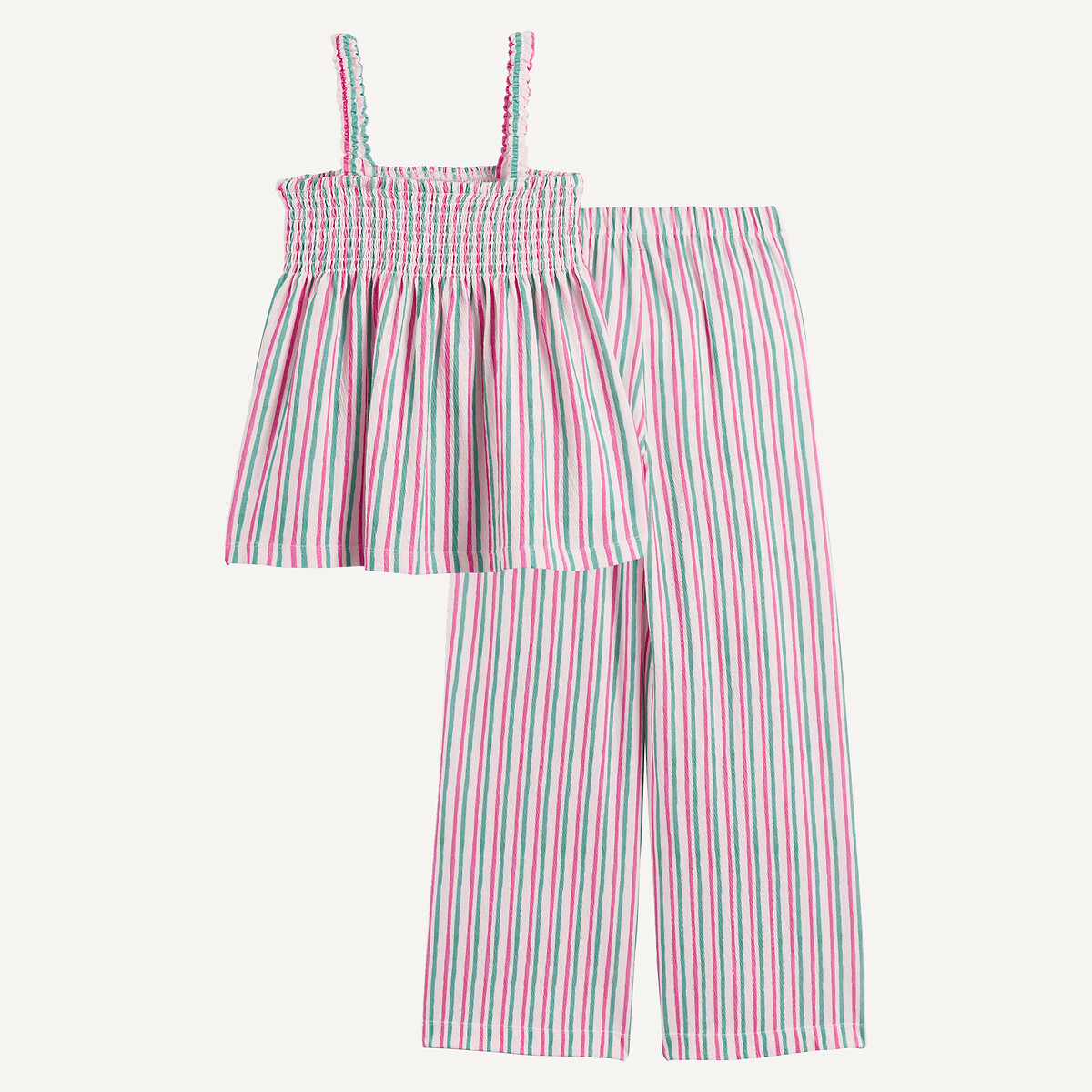 Ensemble 2 pièces rayé, débardeur à bretelles et pantalon large rayé, LA REDOUTE COLLECTIONS