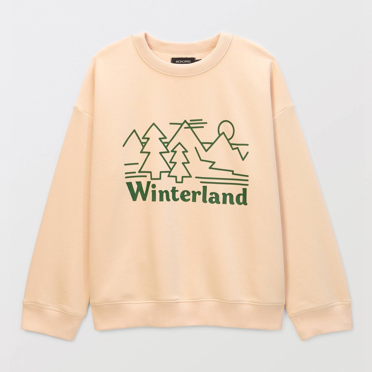 Sweat col rond rayé tricolore en coton BIO GOTS naturel, MONOPRIX