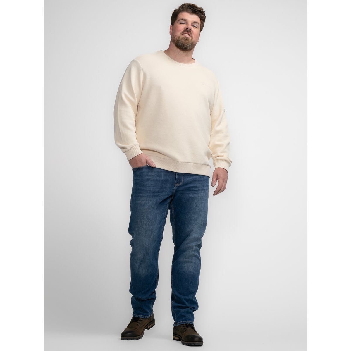 Sweat à décontracté plus size kavik marron ecru, PETROL INDUSTRIES