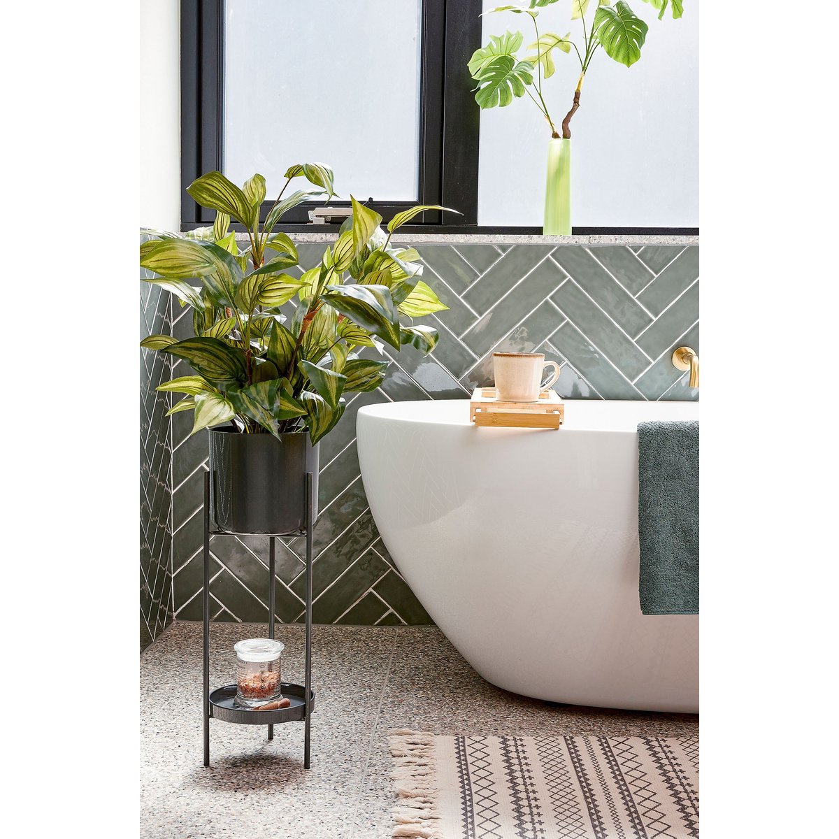 Cache-pot sur support COLYN noir, MICA DECORATIONS