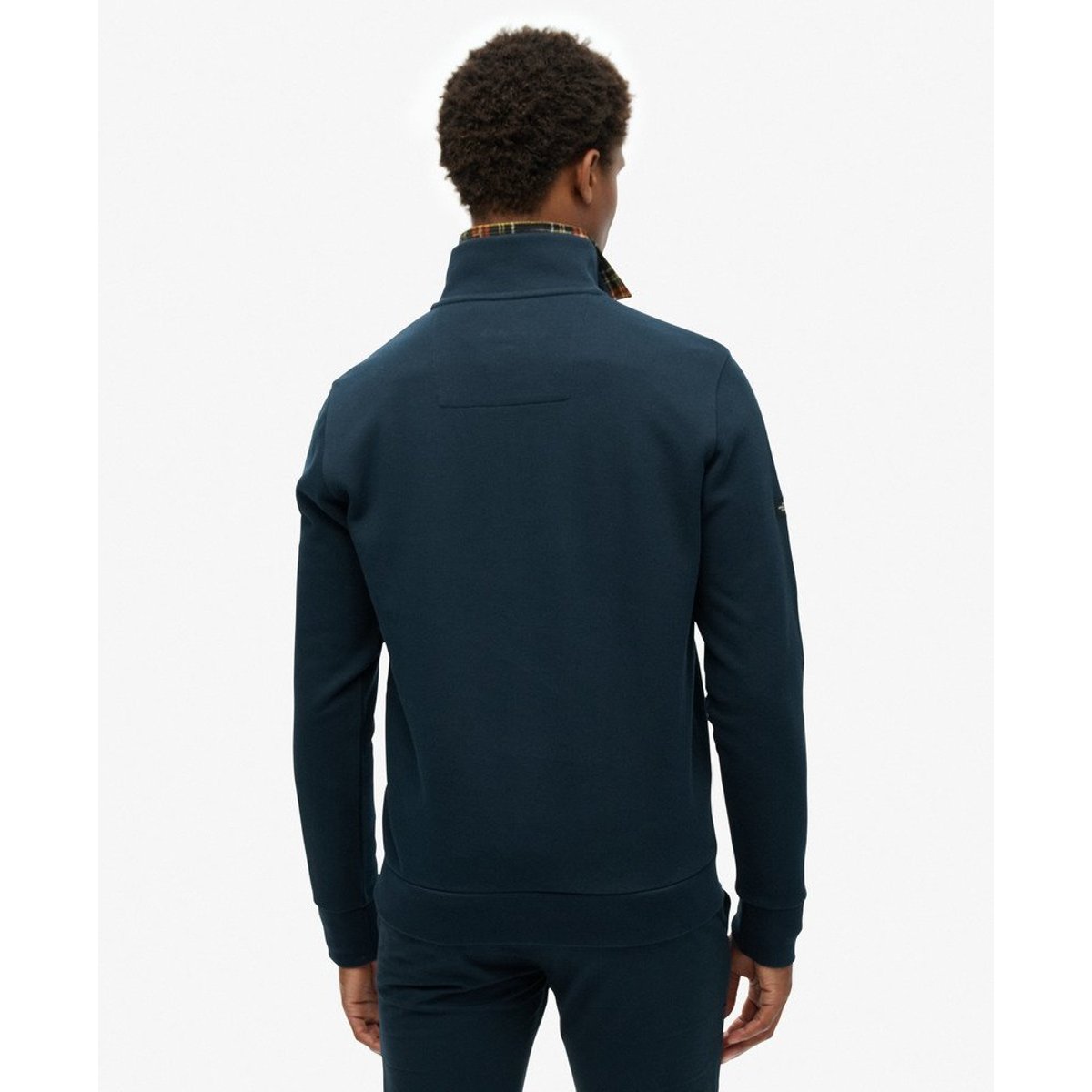 Sweatshirt Core Pique Demi-Zip bleu marine éclipse, SUPERDRY
