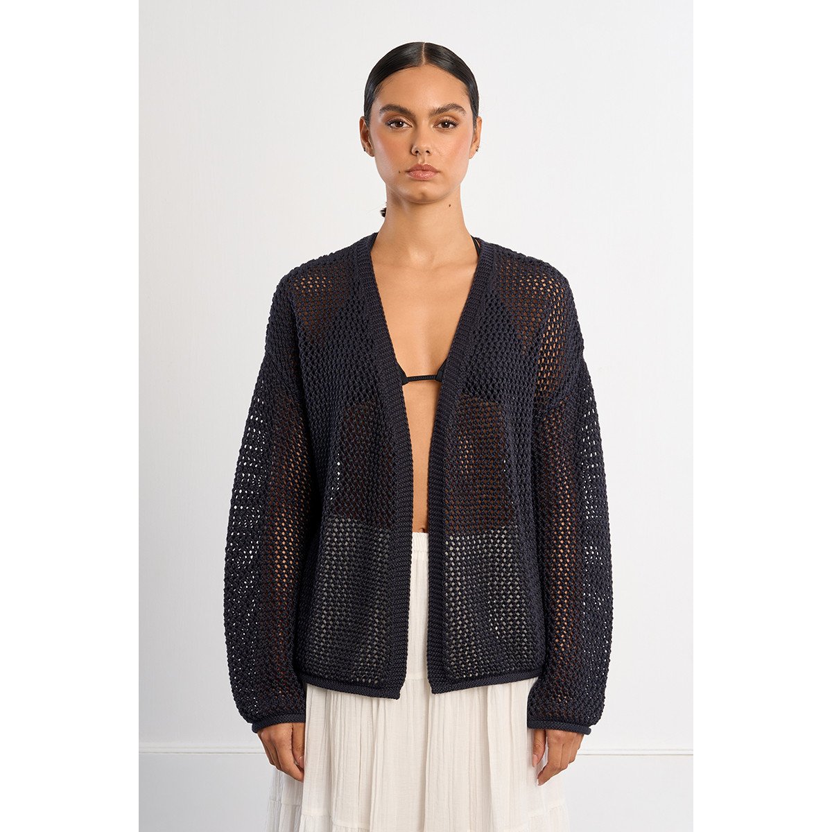 Gilet en maille ajourée navy blue, LILI SIDONIO