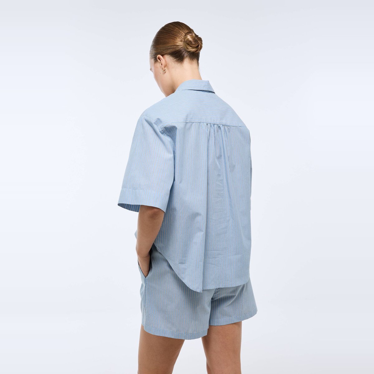 Pyjashort rayé en coton BIO GOTS forever blue, MONOPRIX