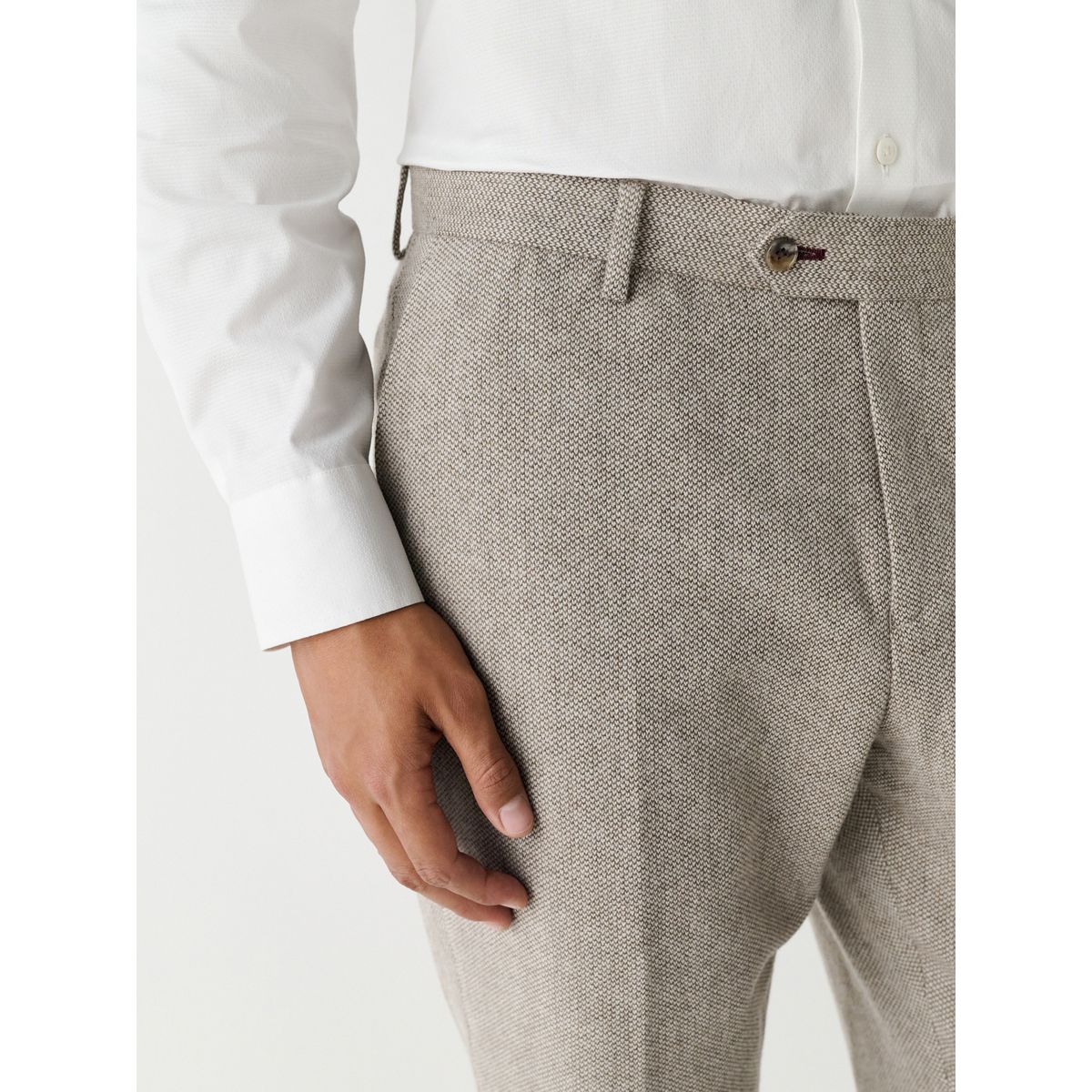 Pantalon de costume slim et texturé à liserés naturel, NEXT
