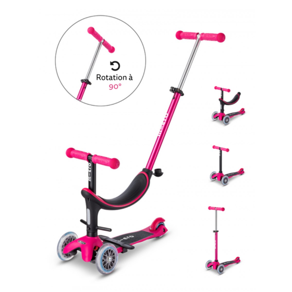 Mini Micro 3en1 Révolution - Rose rose framboise, MICRO MOBILITY
