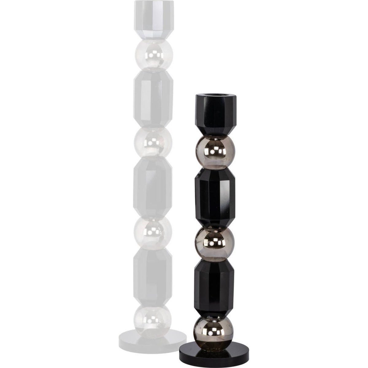 Bougeoir en cristal sculptural noir fumé, RECOLLECTION