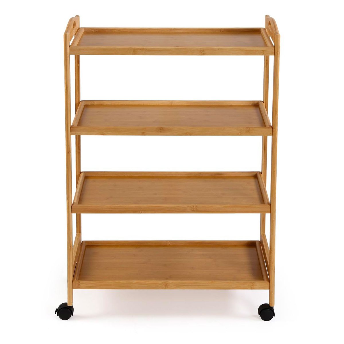 Chariot 4 niveaux sur roulettes bambou 60.5x33.5x91.5cm bois, VERSA