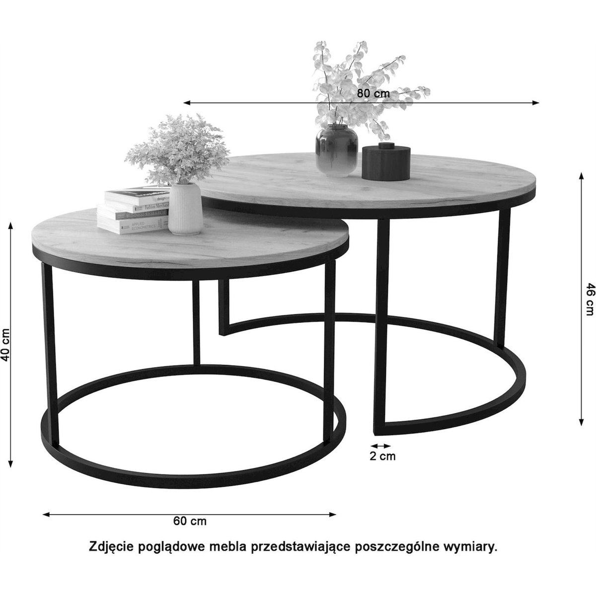 Lot de 2 tables basses rondes SABELLO cachemire, RECOLLECTION