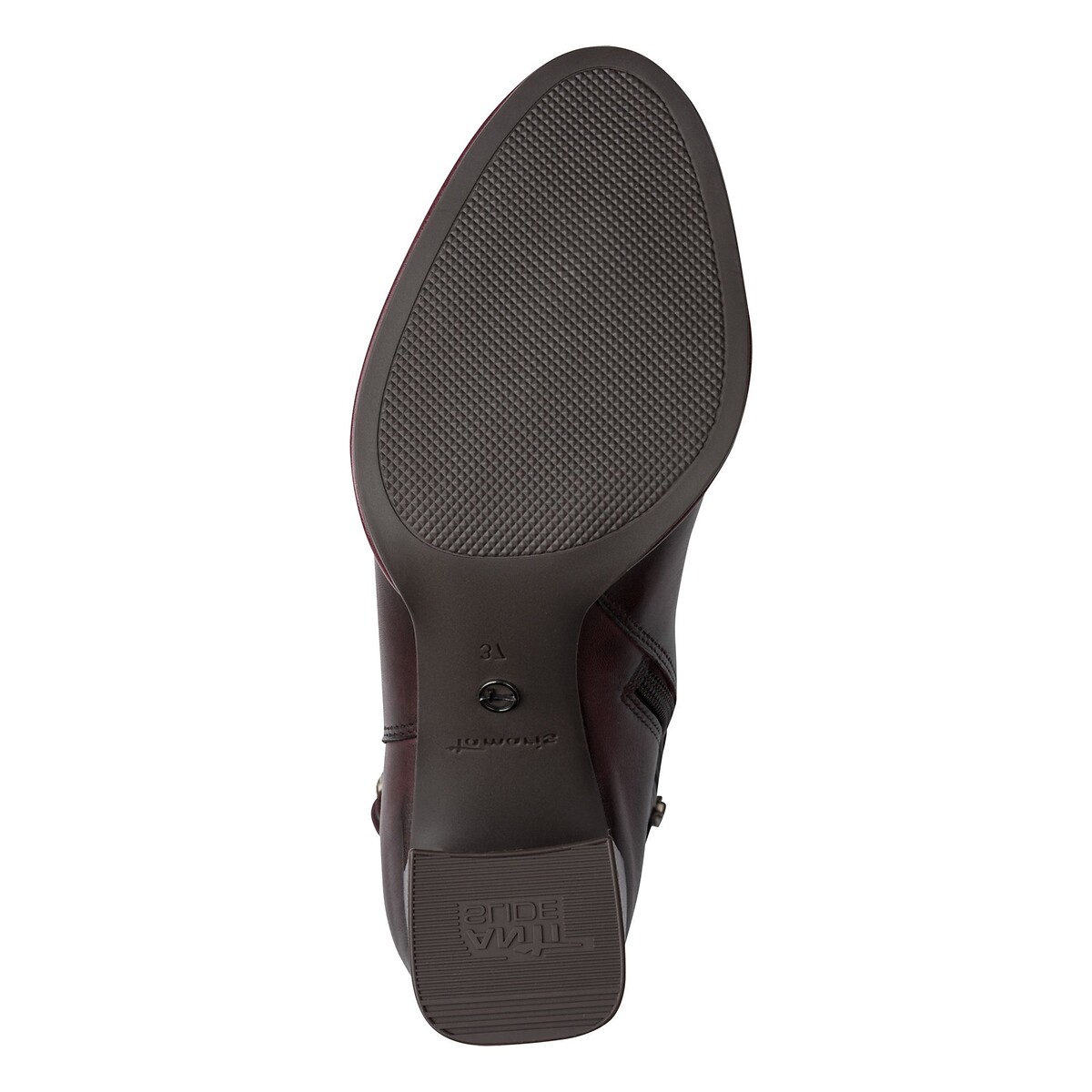 Botines de piel con tacón merlot, TAMARIS