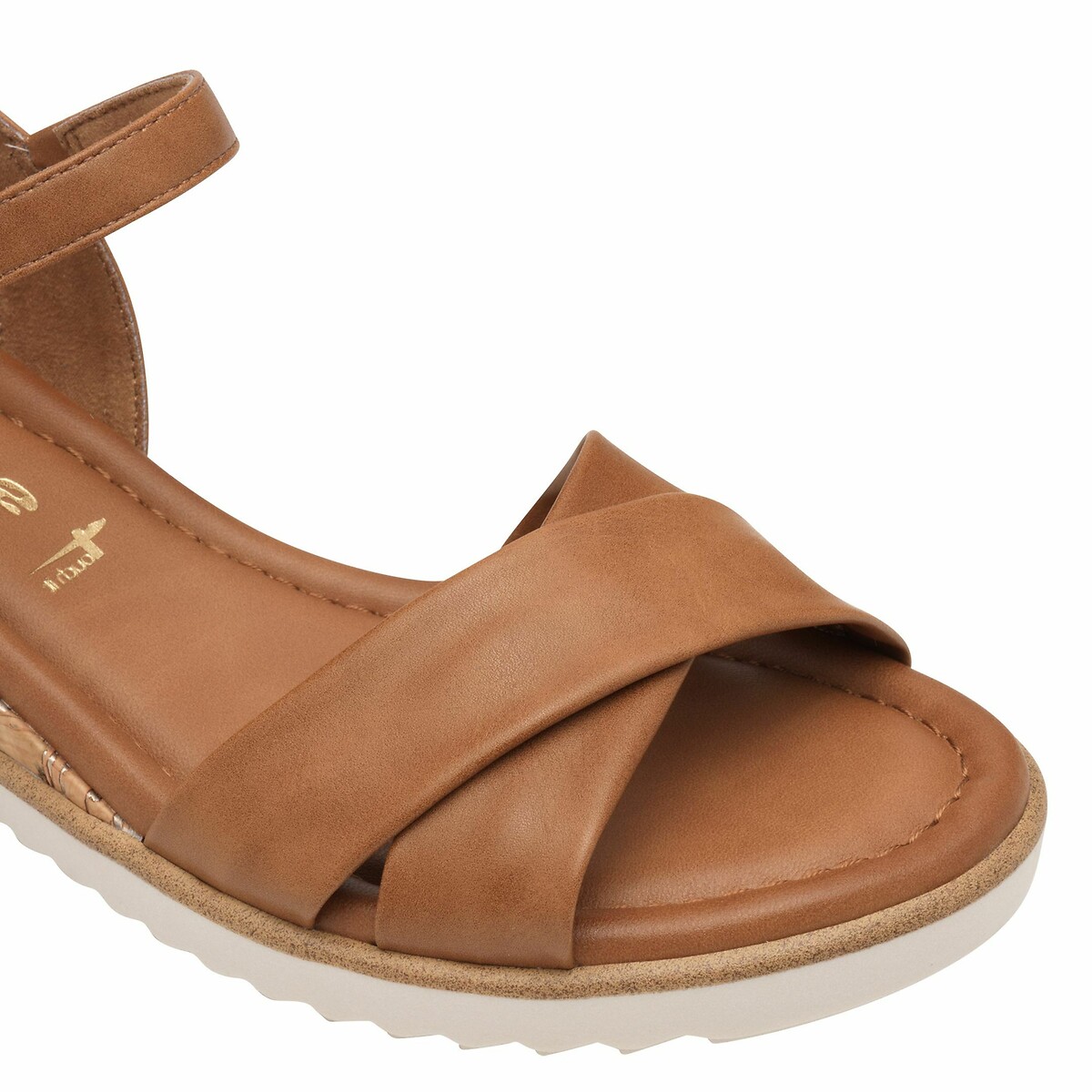 Sandales compensées cognac, TAMARIS