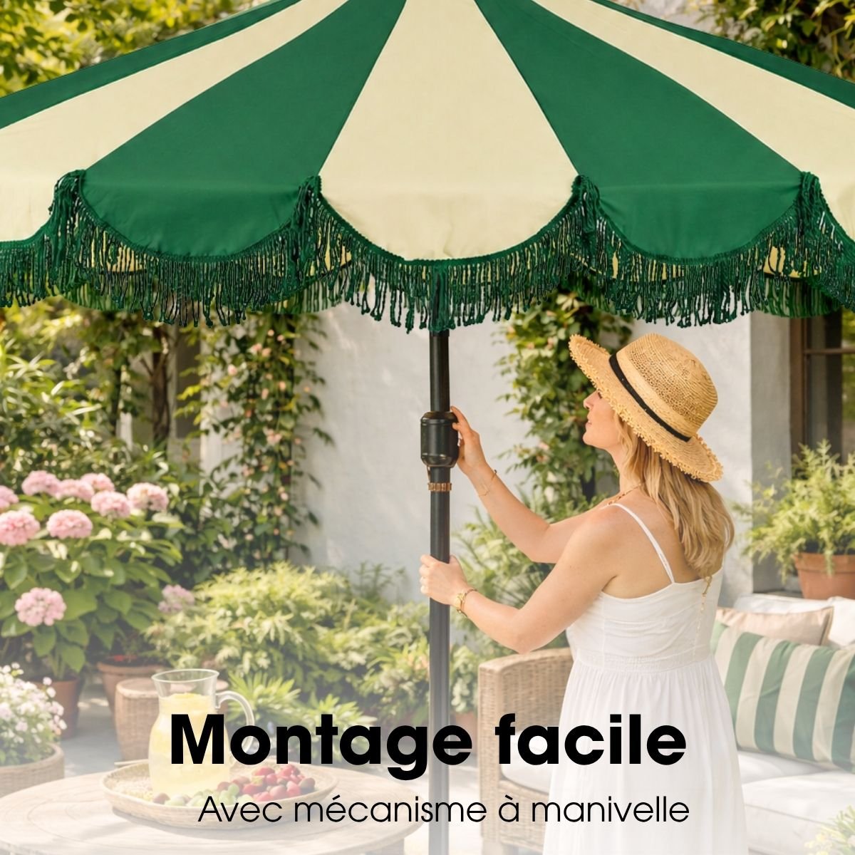Parasol KIM vert foncé, MICA DECORATIONS