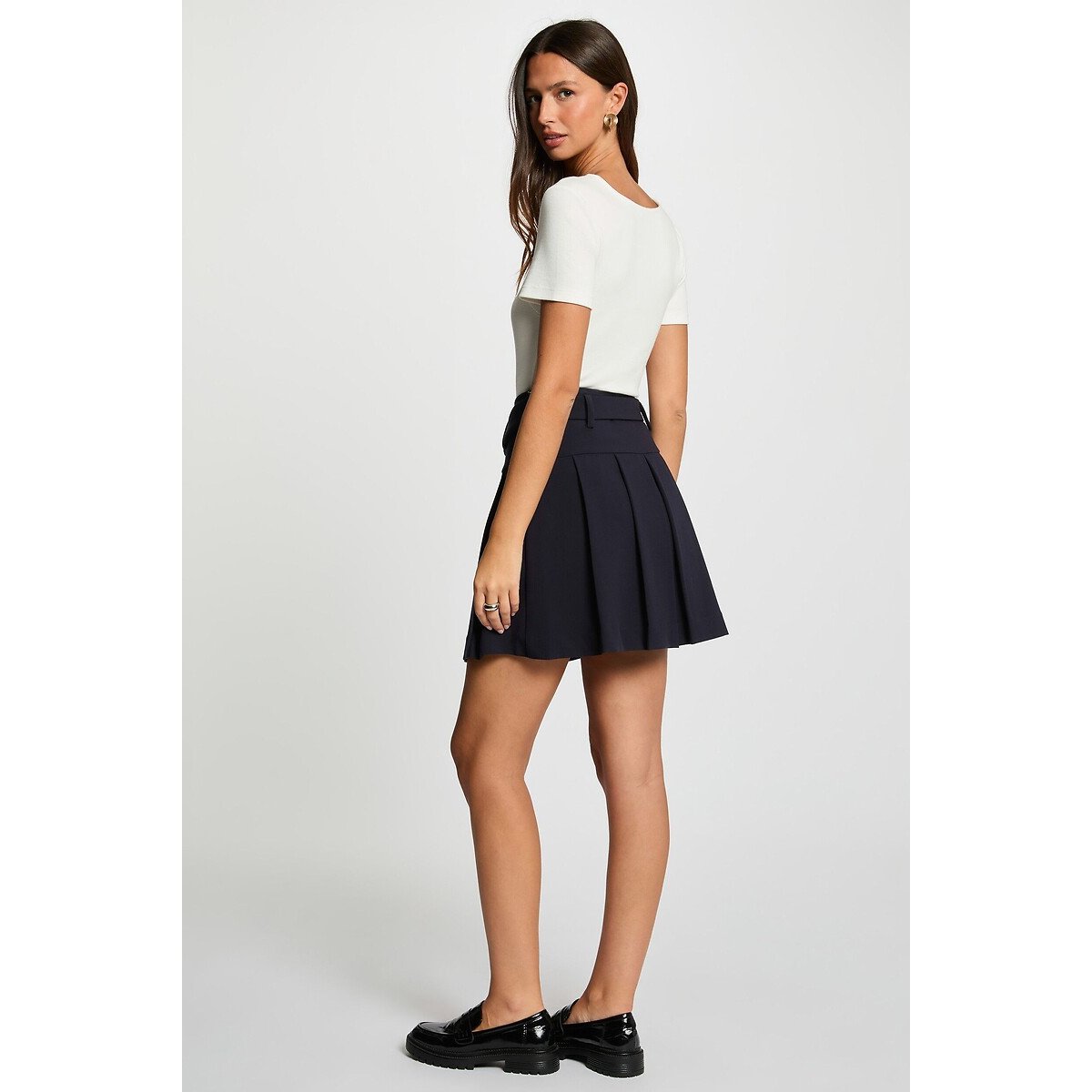 Tee shirt col carré manches courtes blanc, MORGAN