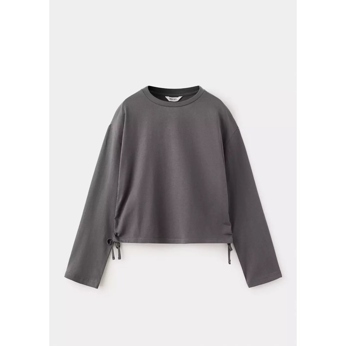 T-shirt coton détails froncés gris anthracite, MANGO KIDS