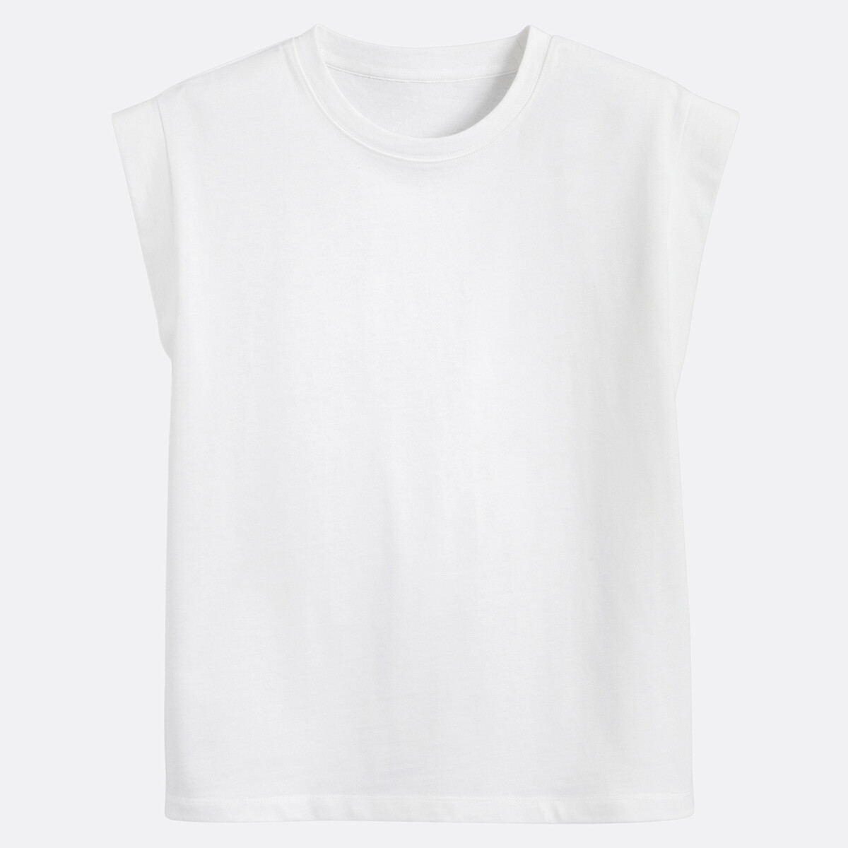 Débardeur pur coton, col rond sans manches blanc, LA REDOUTE COLLECTIONS