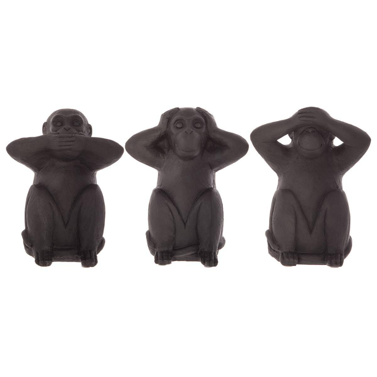 Set de 3 statuettes SINGES SAGESSE noir, ATMOSPHERA
