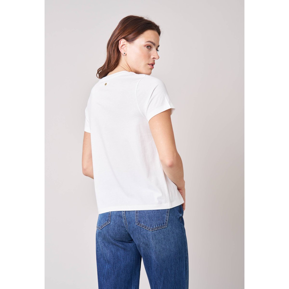 T-shirt regular femme en 100% coton jersey imprimé western COWGIRL off white, DEELUXE