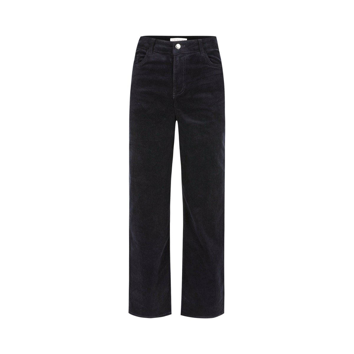 Pantalon droit en velours côtelé bleu marine, LOLALIZA