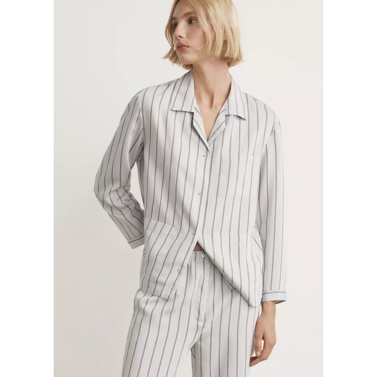Pantalon pyjama rayures gris, MANGO