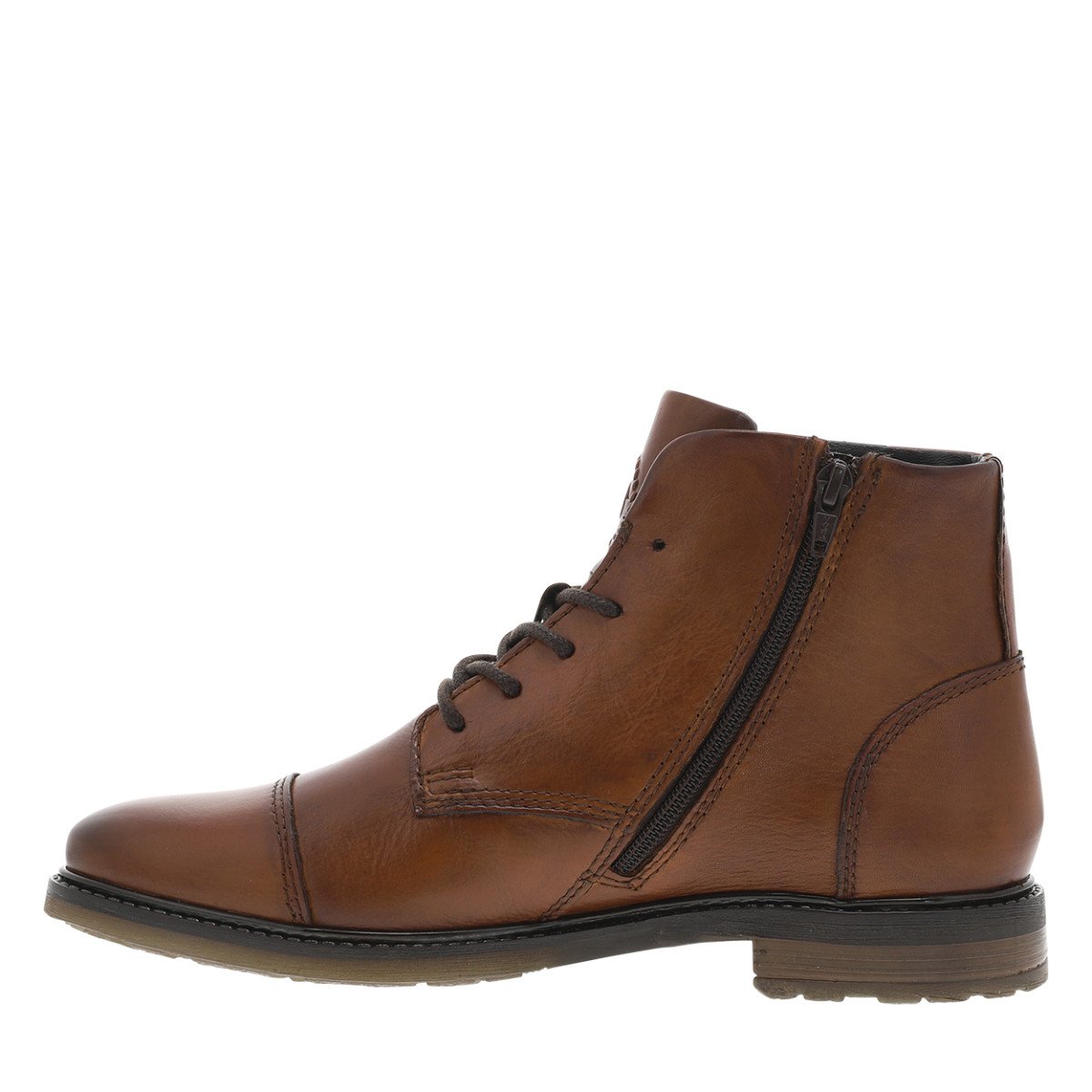 Bottines cuir talon plat marron, BUGATTI