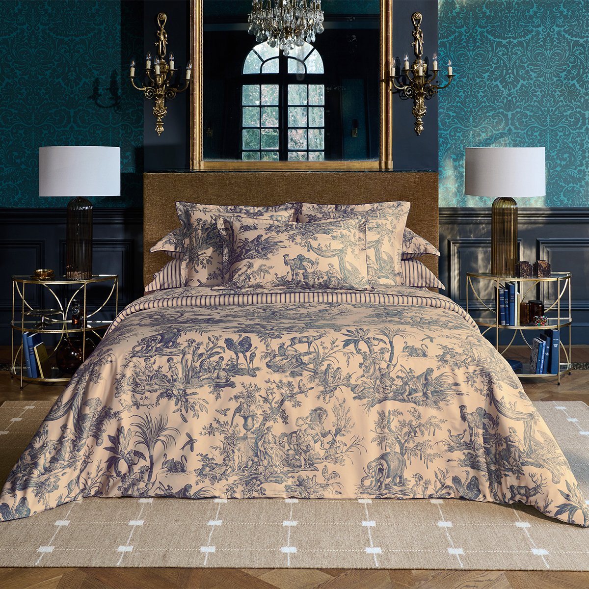 Drap Housse 4 CONTINENTS 4_continents_beige_bleu, ANNE DE SOLENE
