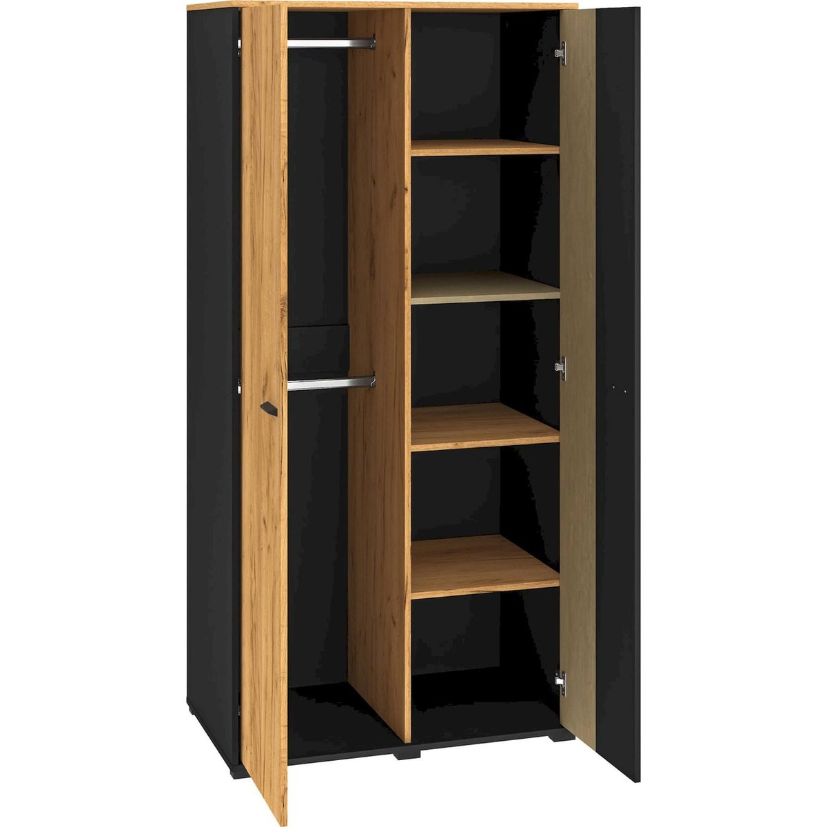 Armoire ado 2 portes collection COLT chêne craft doré, noir et acier, RECOLLECTION