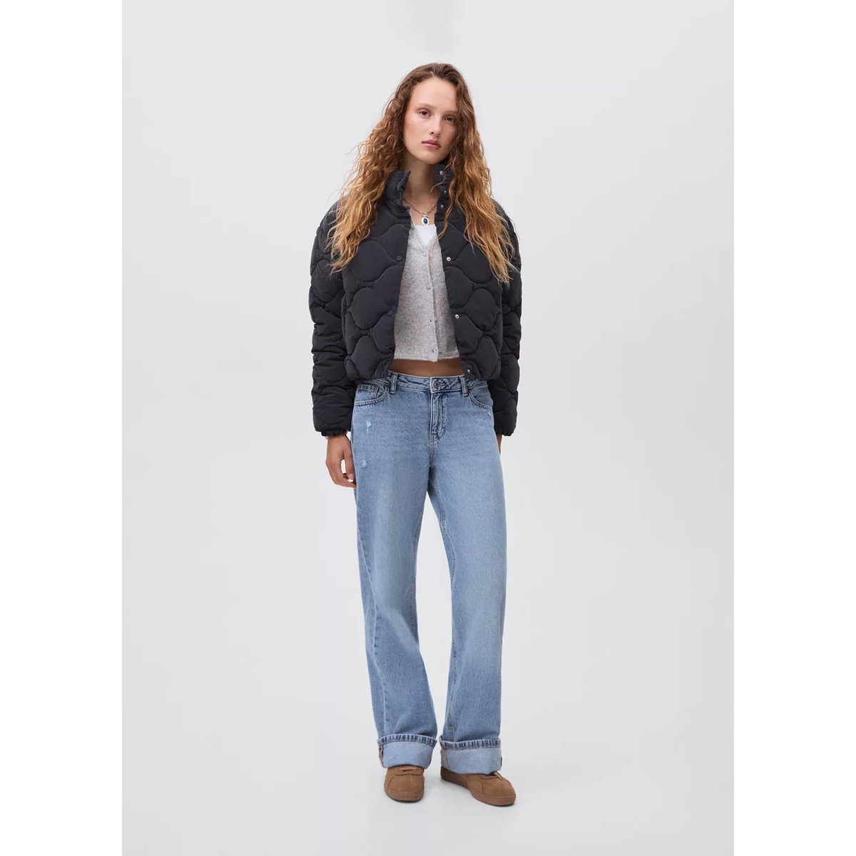 Anorak matelassé imperméable à losanges bleu marine foncé, MANGO TEEN