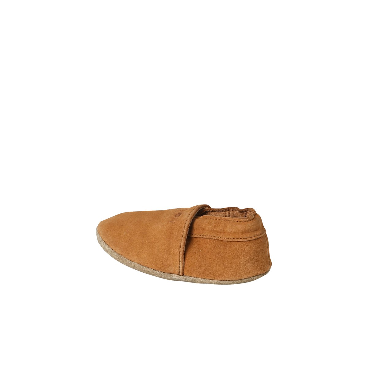 Chaussons élastiqués en cuir souple chocolat, VERTBAUDET