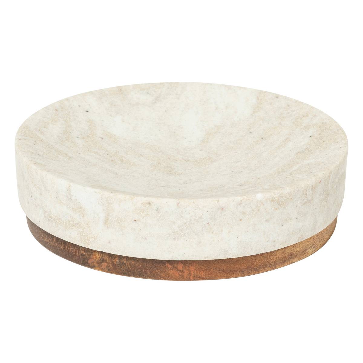 Porte-savon rond effet travertin CÔME beige, 5FIVE SIMPLY SMART