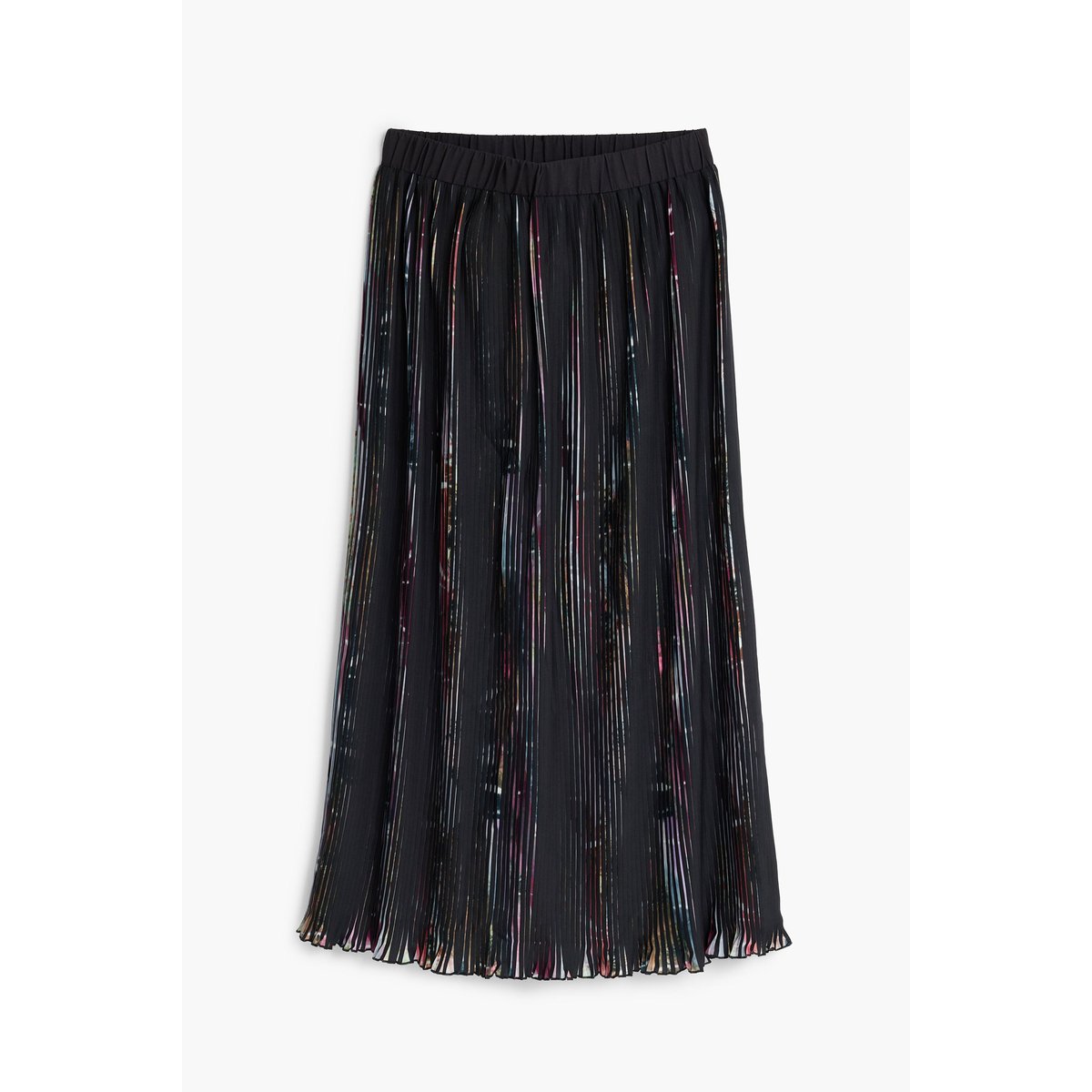 Jupe midi plissée à fleurs noir, DESIGUAL