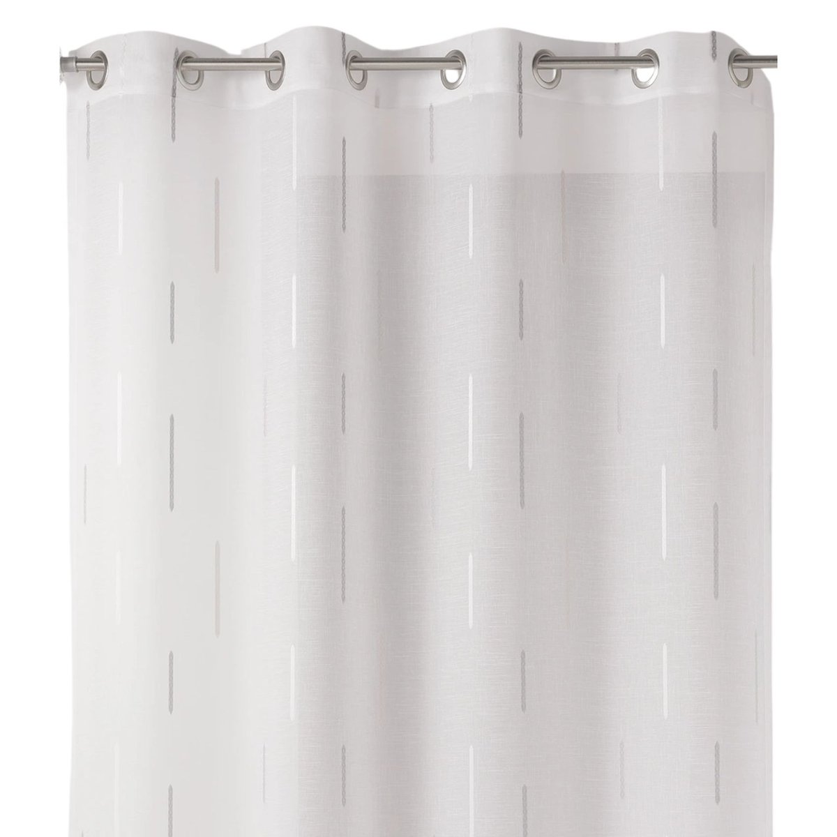 Voilage blanc print traits blancs et gris blanc, HOME MAISON