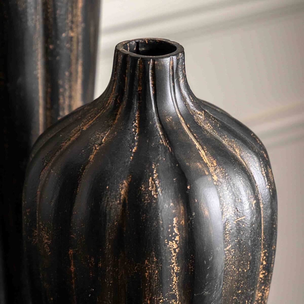Set of 2 Cast Aluminium Vases in Black orange, ÉDITÉ