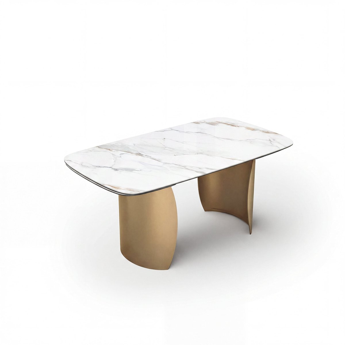 Table à manger extensible 8 personnes en céramique CAMELIA marbre blanc, SIA HOME