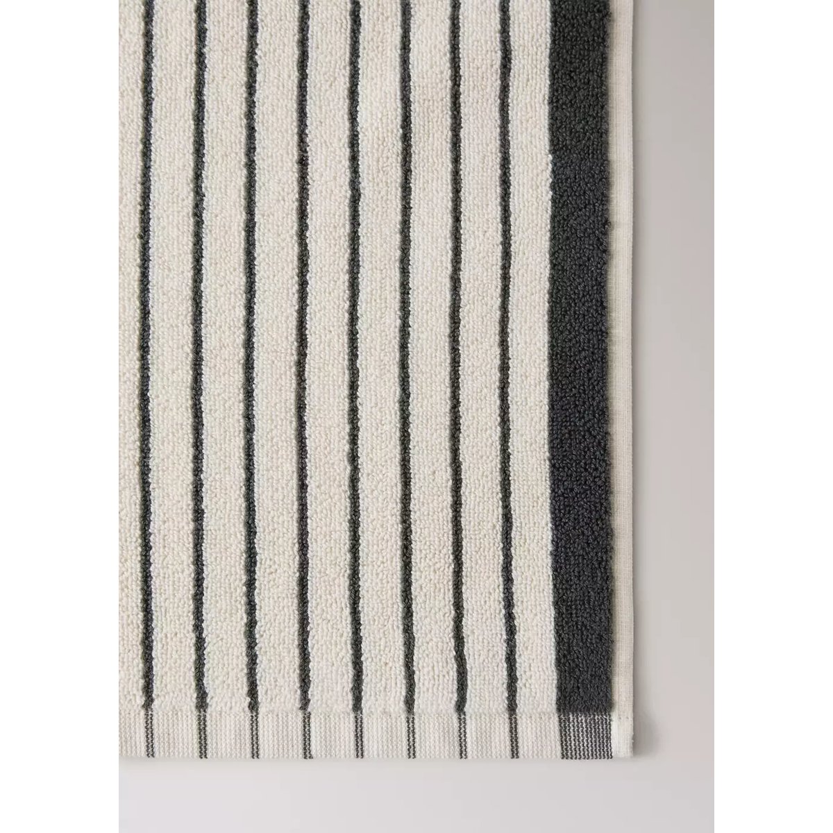 Tapis de bain rayé 100 % coton bleu pétrole, MANGO HOME