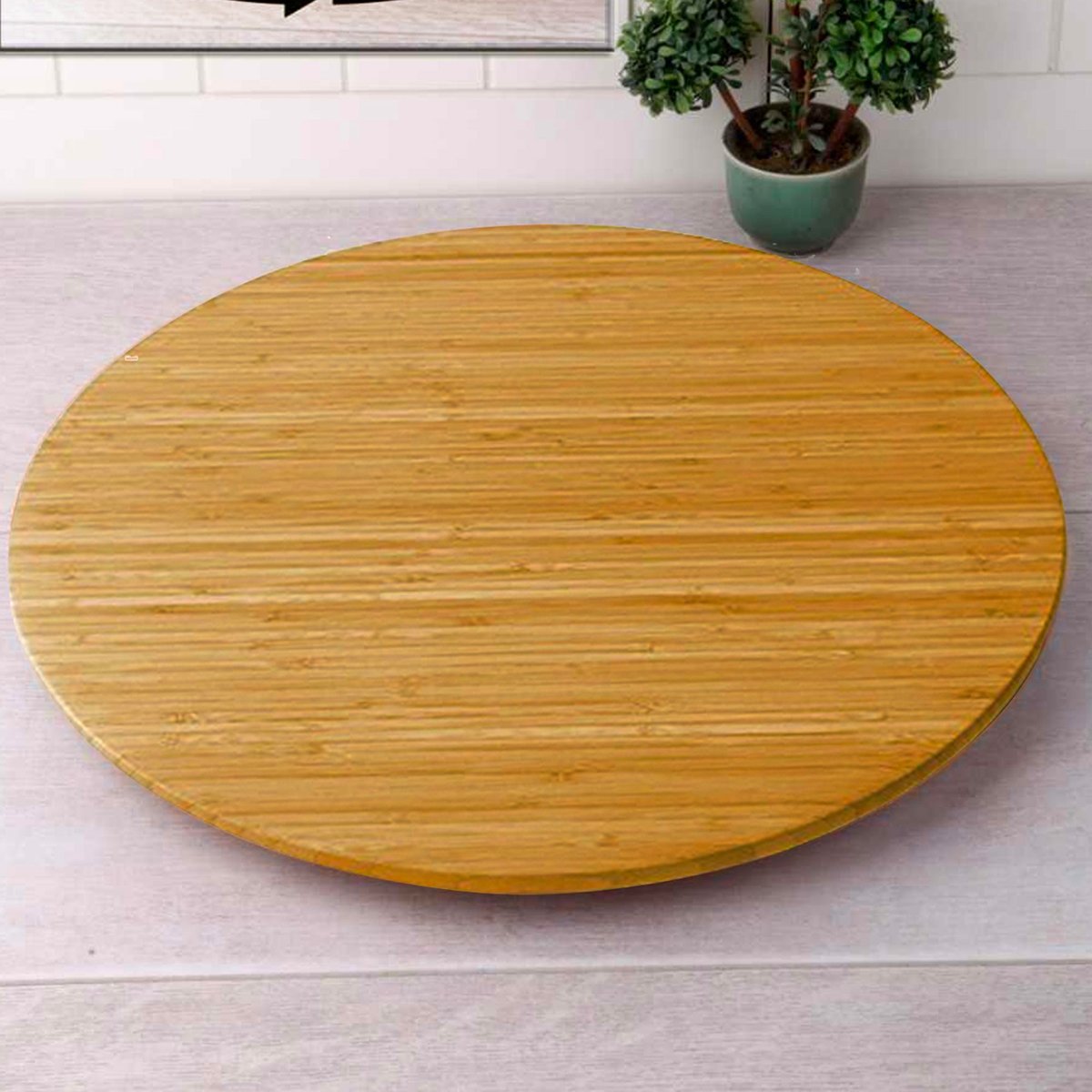Plateau rond en bambou rotatif 50cm bois, WADIGA