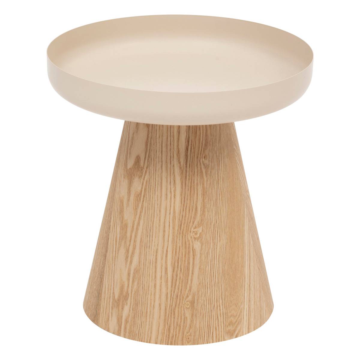 Table d’appoint ronde piètement bois frêne HERCYNA beige, ATMOSPHERA