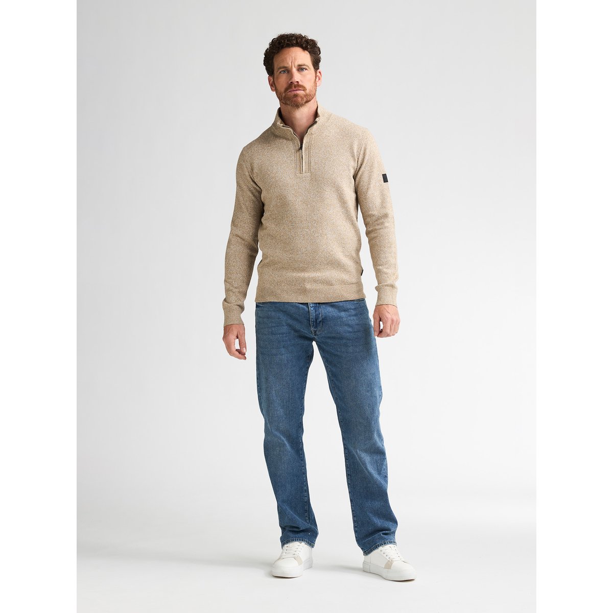 Pull côtelé avec col zippé ashford orange oak, PETROL INDUSTRIES