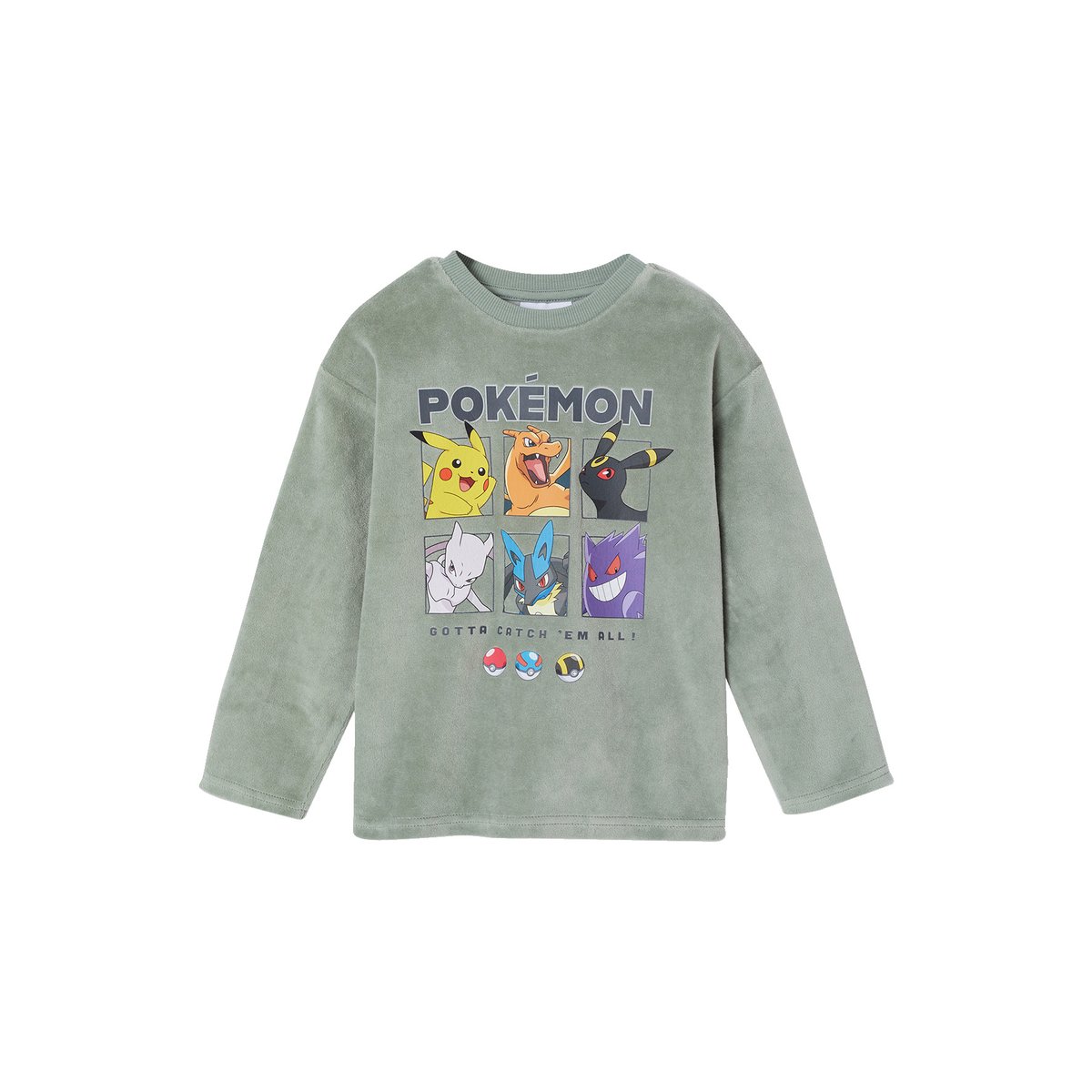 Pyjama en velours Pokemon vert sauge, VERTBAUDET