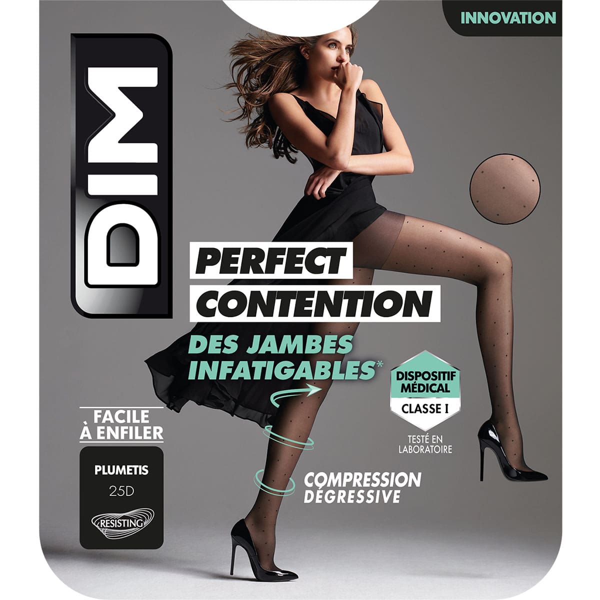 Collant plumetis Perfect Contention 25D noir, DIM